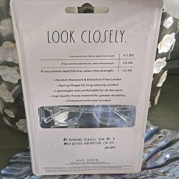 Rae Dunn 3 PAIR Set Premium Reading Glasses & Case LOOK CLOSELY +1.50 +2.00 NWT - Picture 4 of 7